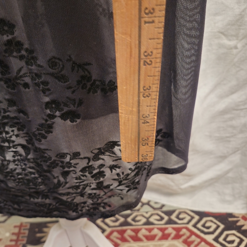 Y2K Vintage Sz X Large Black Dark Fairy Maxi Mesh Long Sleeve Mock Neck Dress - Picture 6 of 7